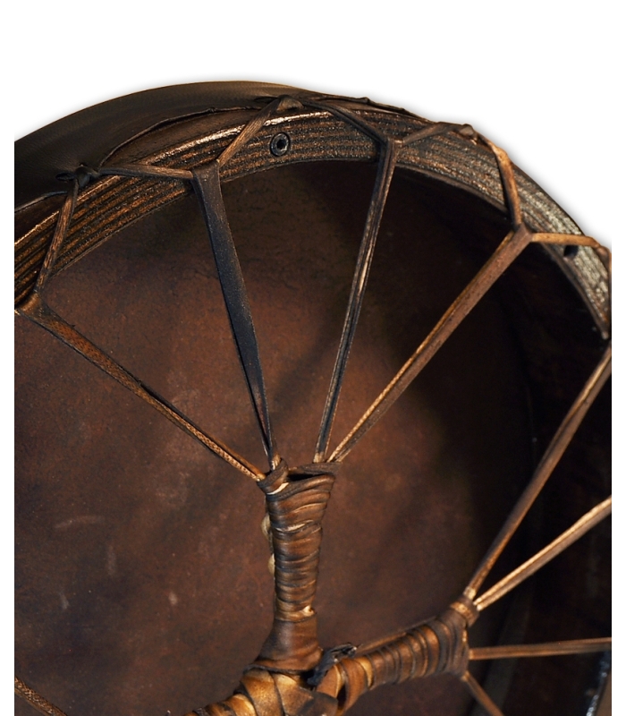 Tambor Chamanico Redondo Regulable 40 cms. Piel envejecida.