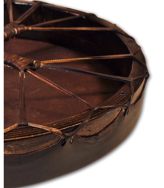 Tambor Chamanico Redondo Regulable 40 cms. Piel envejecida.